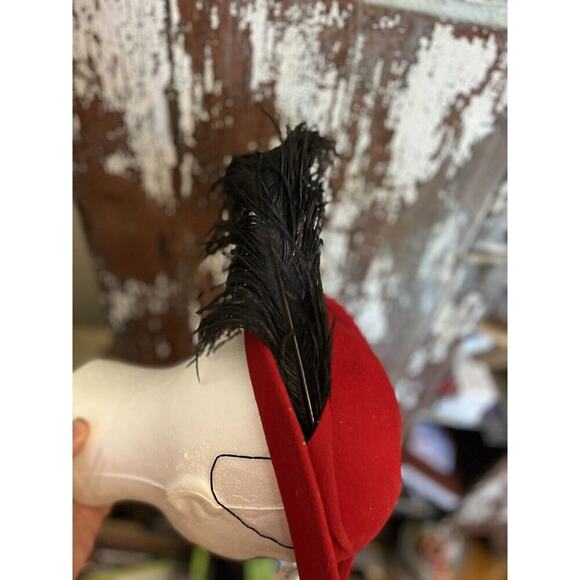 Vintage - Importina 100 % Wool Hat Feather Red Black Nos‎ New Tags Rare Gypsy main image 3